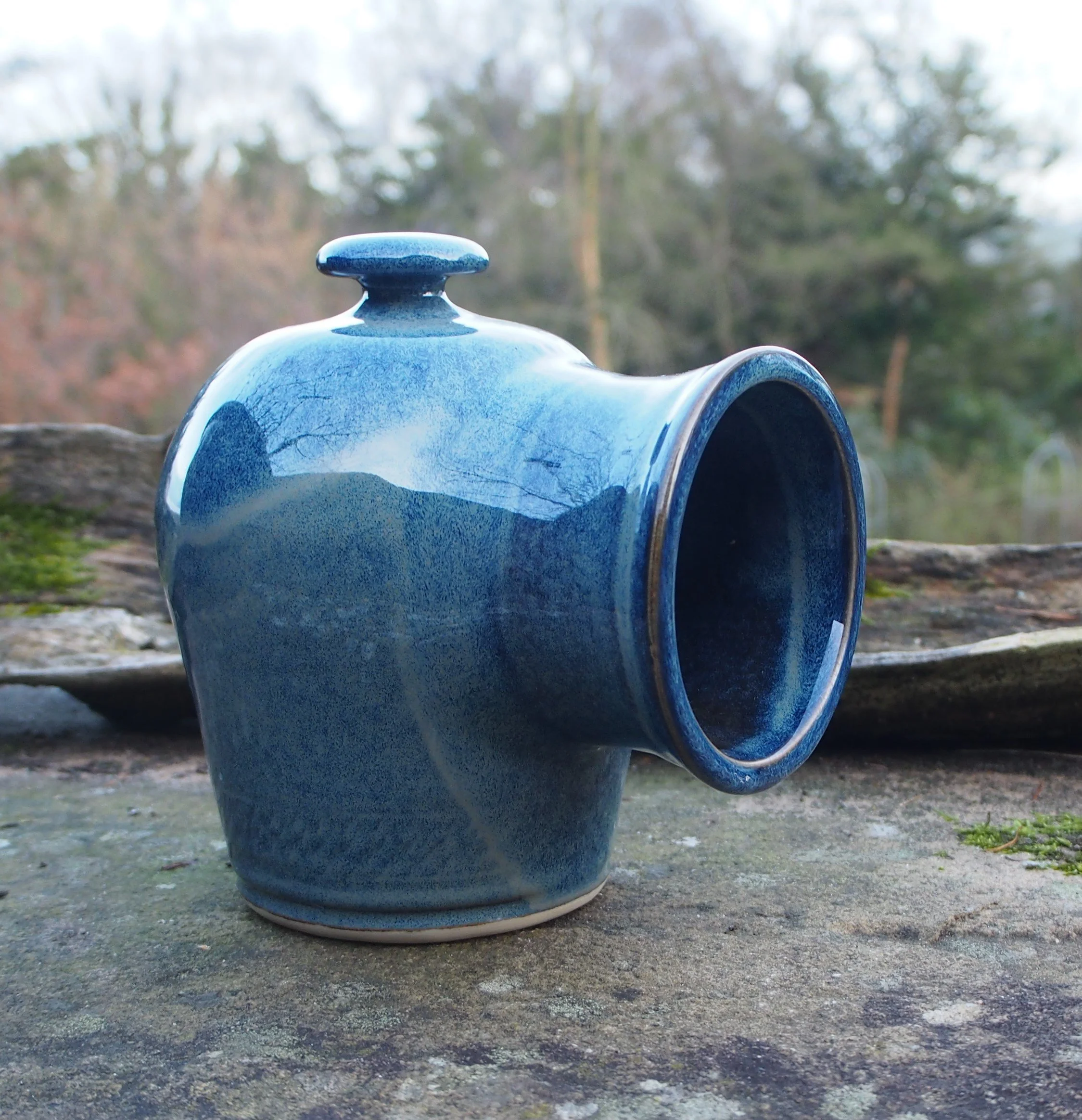 Salt pig 16 cms high Smoky blue £27.50