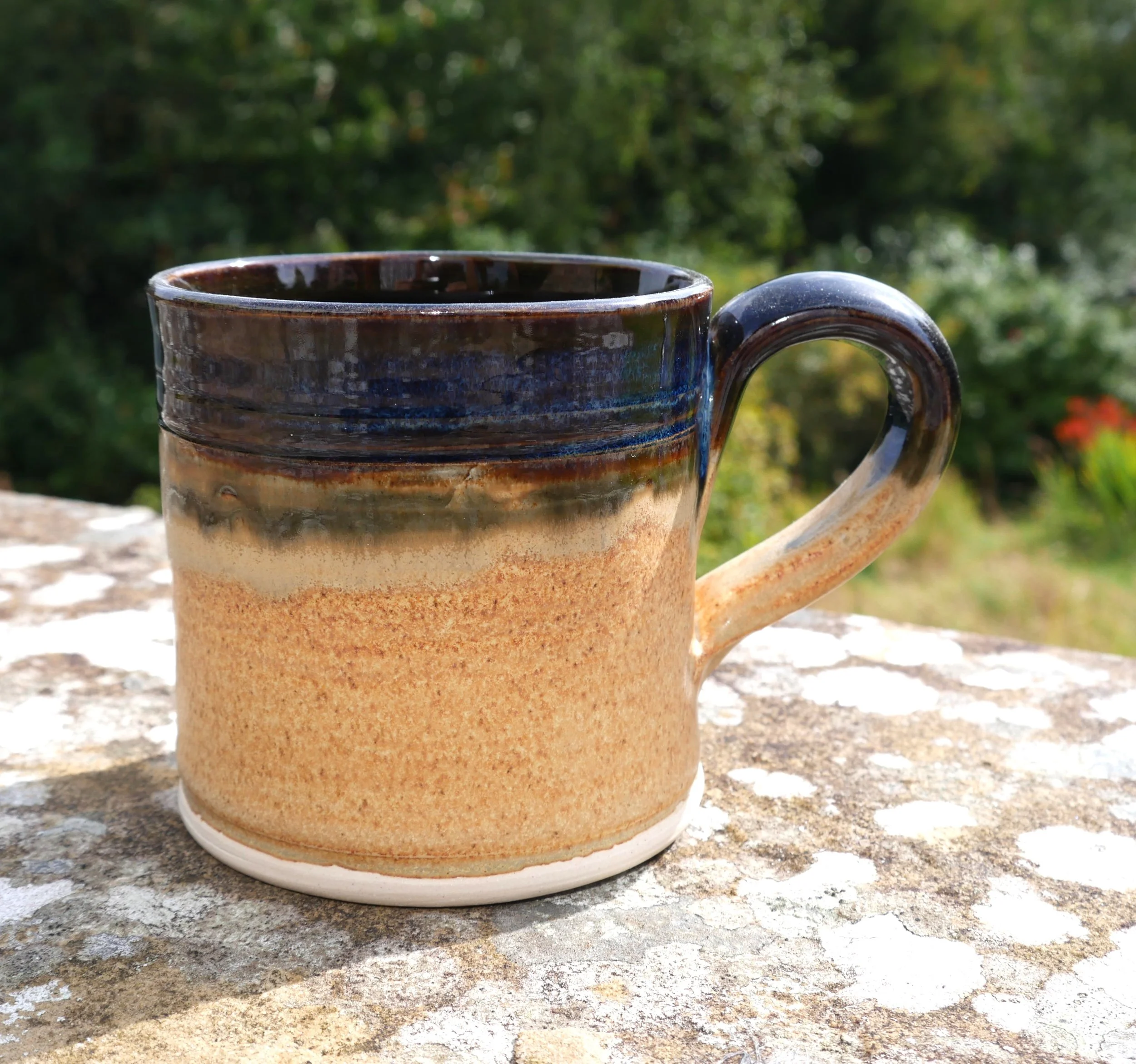   Smoky Blue and oatmeal.    8.5 cms x 8.5 cms    £17.50  