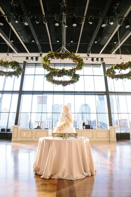 The wedding cake at the Ralls wedding at the Country Music Hall of Fame in downtown Nashville, TN. Wedding planning &amp; design by Big Events Wedding.