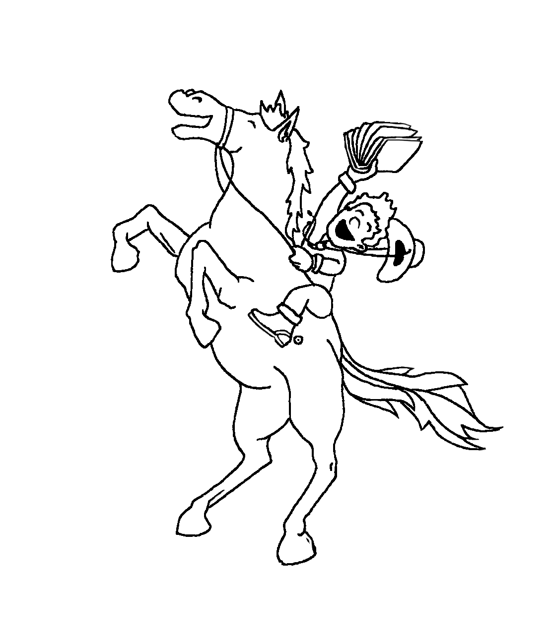Final sketch of kid on the horse.