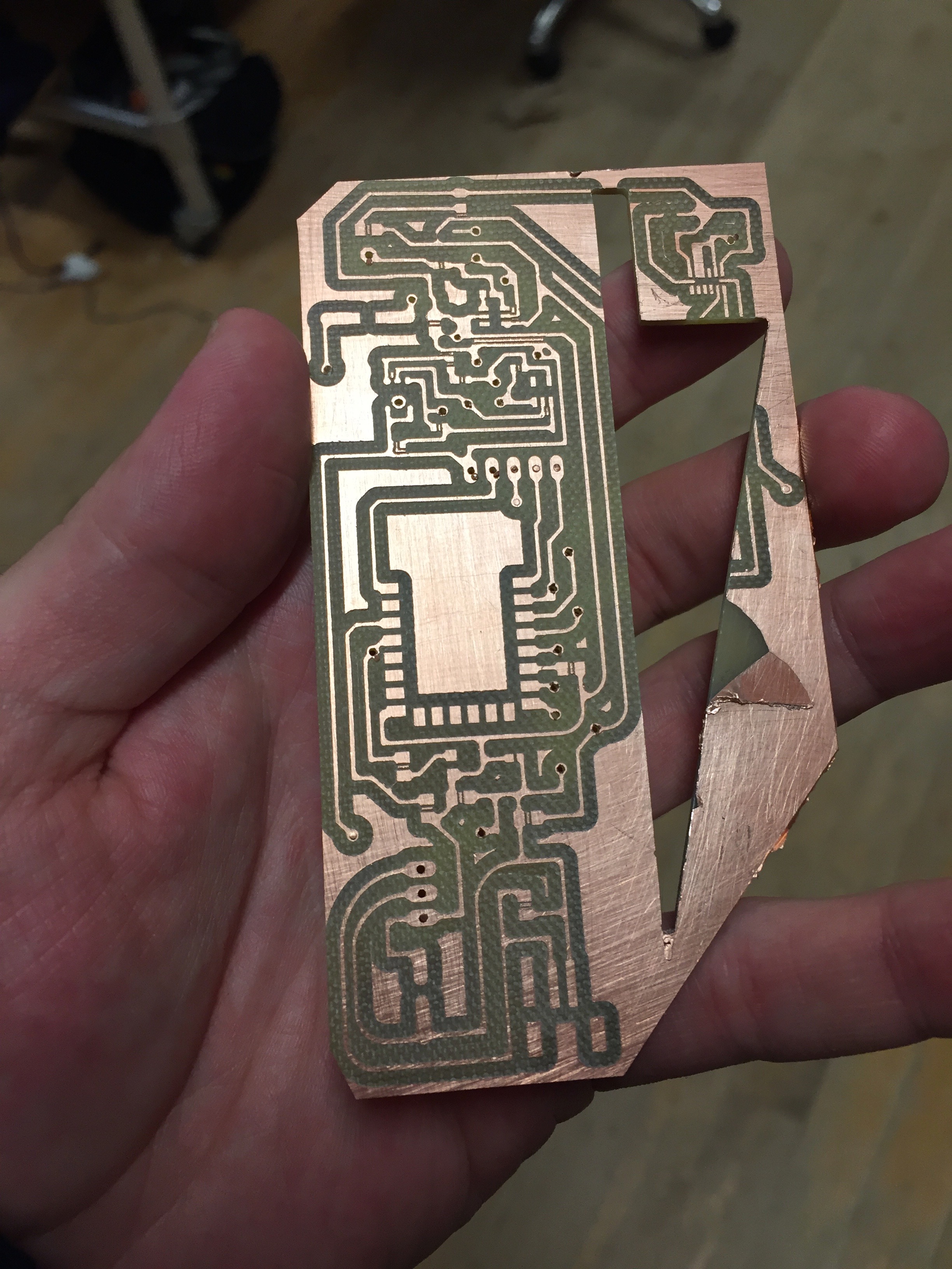 The final board looks so good! But actually the large cap pads are in the wrong spot - they should be in the 10 and 22uF spots (3), not 100 and 220pF spots (2). I’ll need to mill again :.(