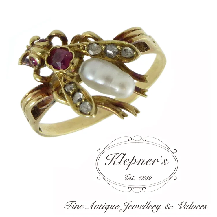 Antique Late Victorian Gem set Insect Ring — Klepner's Fine