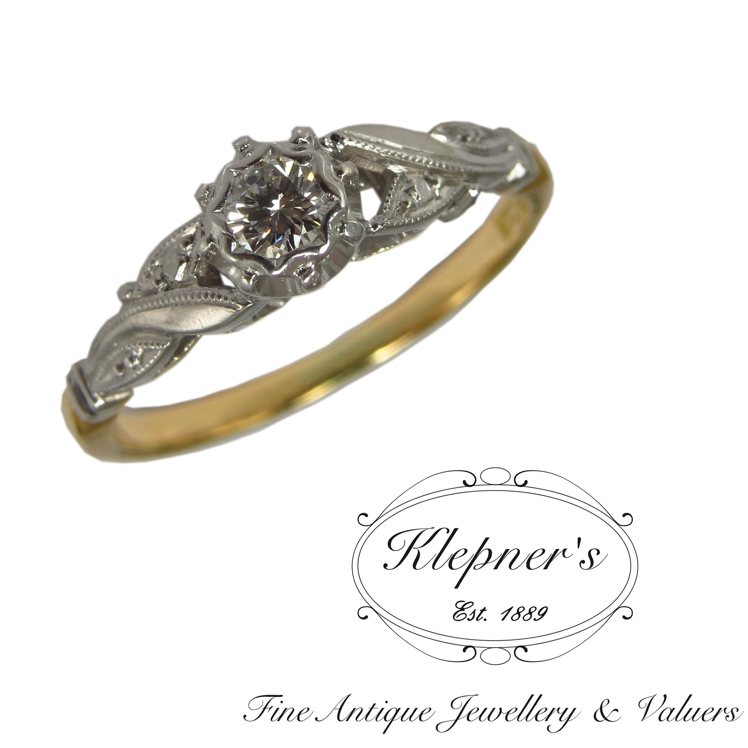 Platinum 0.83ct Diamond Vintage Style Engagement Ring Vintage Style Cluster  Rings Murray & Co.