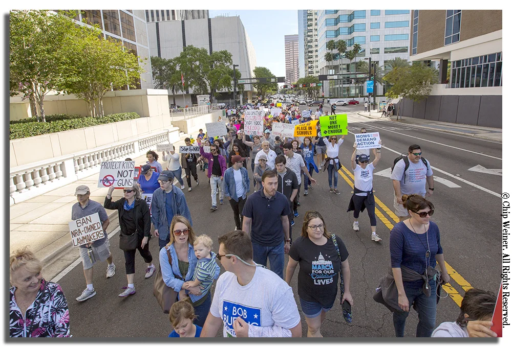 The protestors made their way over the Kennedy Bridge on their 1.5 mile trek through South Tampa
