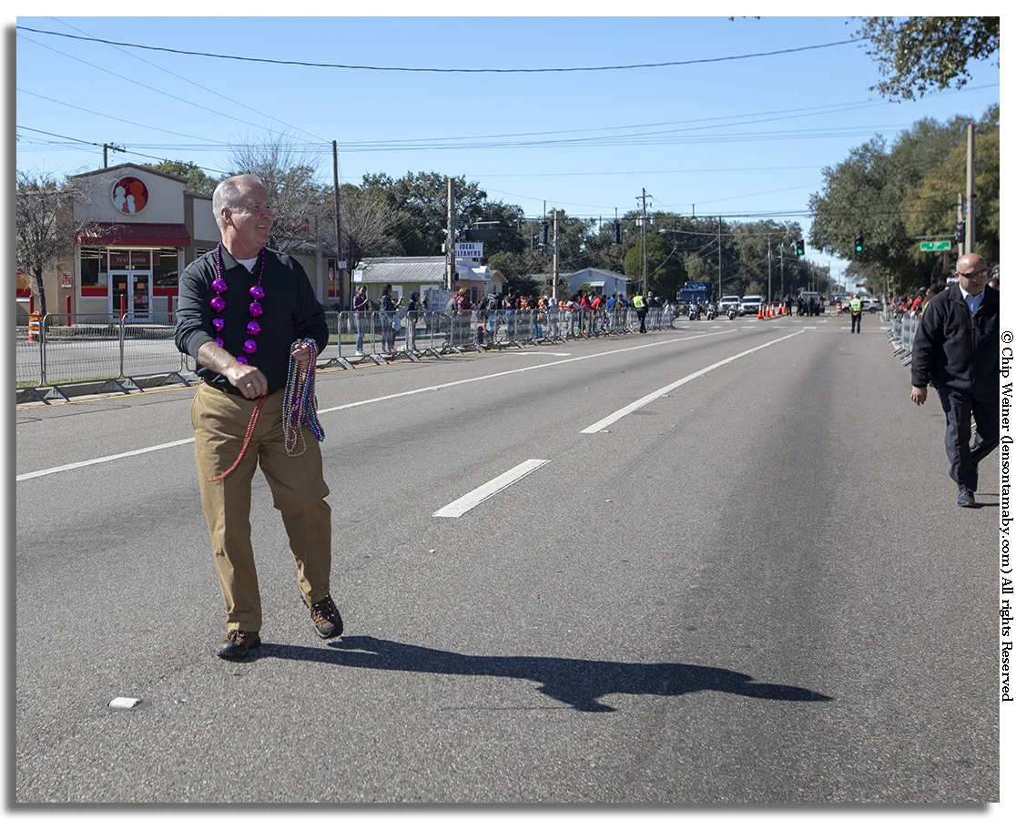 Speaking of Tampa mayors, Bob Buckhorn has had eight years to get his bead throwing arm in shape.