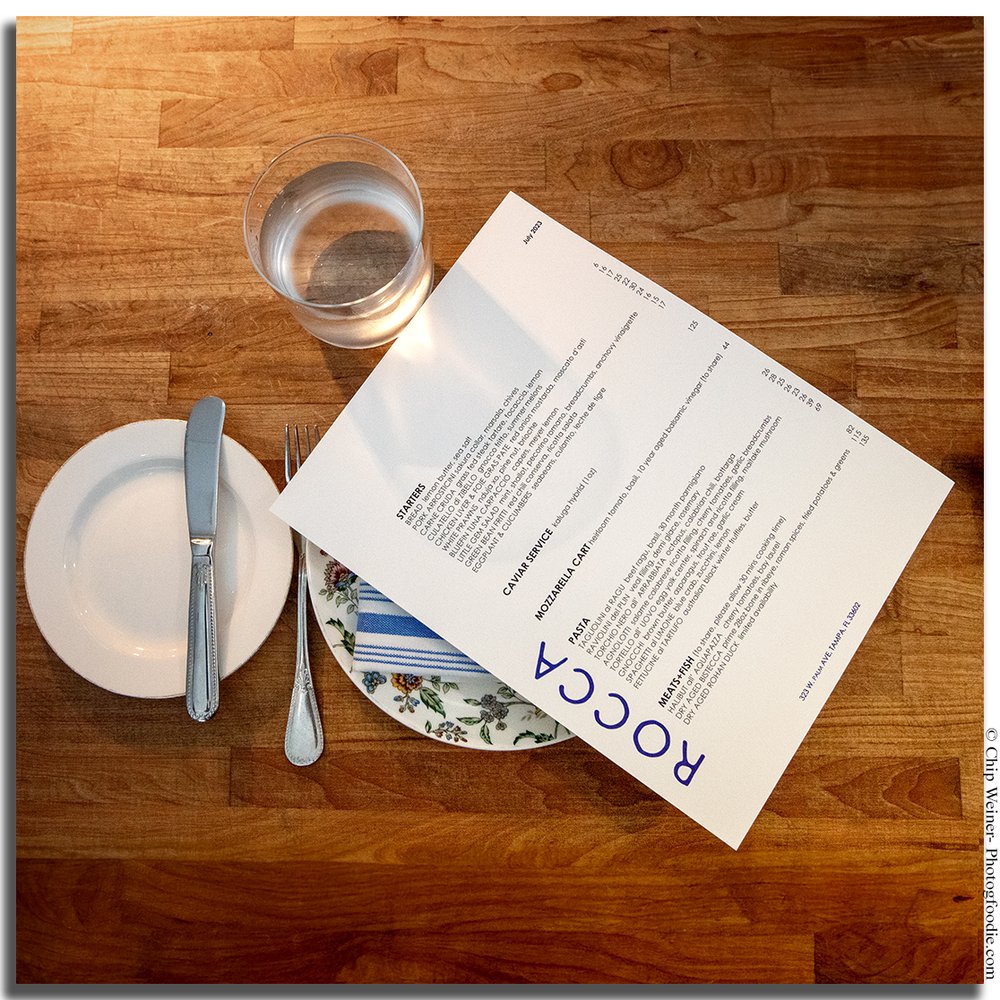 Rocca's Chef's Table place setting is simple and elegant