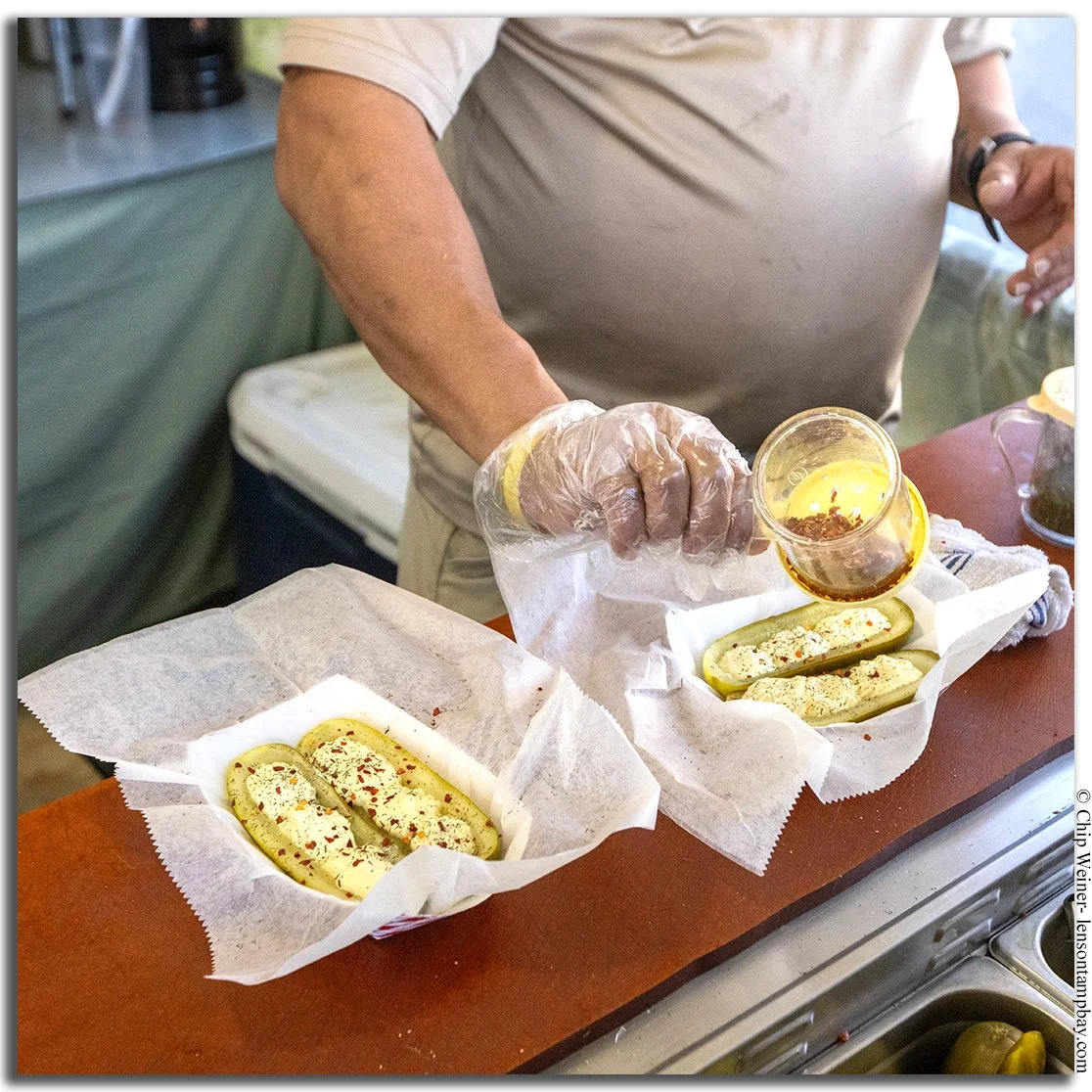 Dill Devil Pickle with Deviled Cheese and Red Pepper at the Florida State Fair