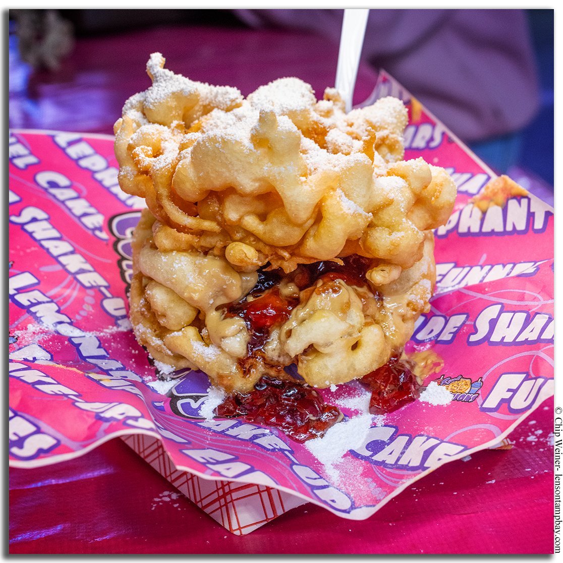 Peanut Butter and Jelly Funnel Cake Sandwich at the Florida State Fair in Tampa