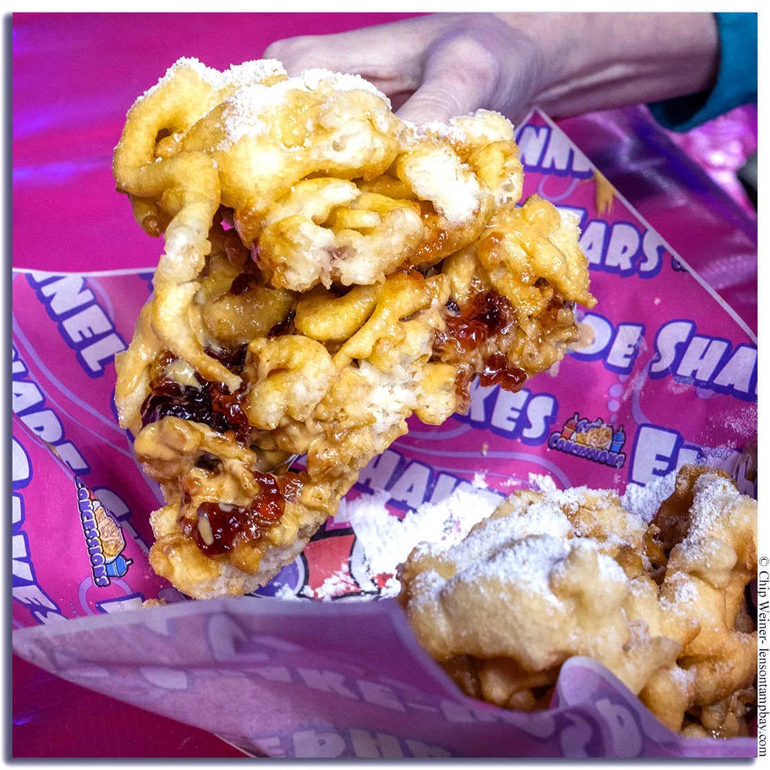 Peanut Butter and Jelly Funnel Cake Sandwich at the Florida State Fair in Tampa
