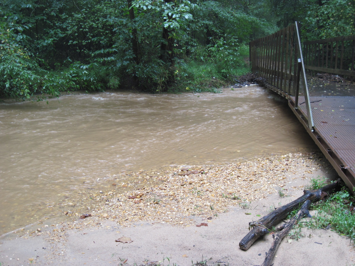 Water flowing into bridge