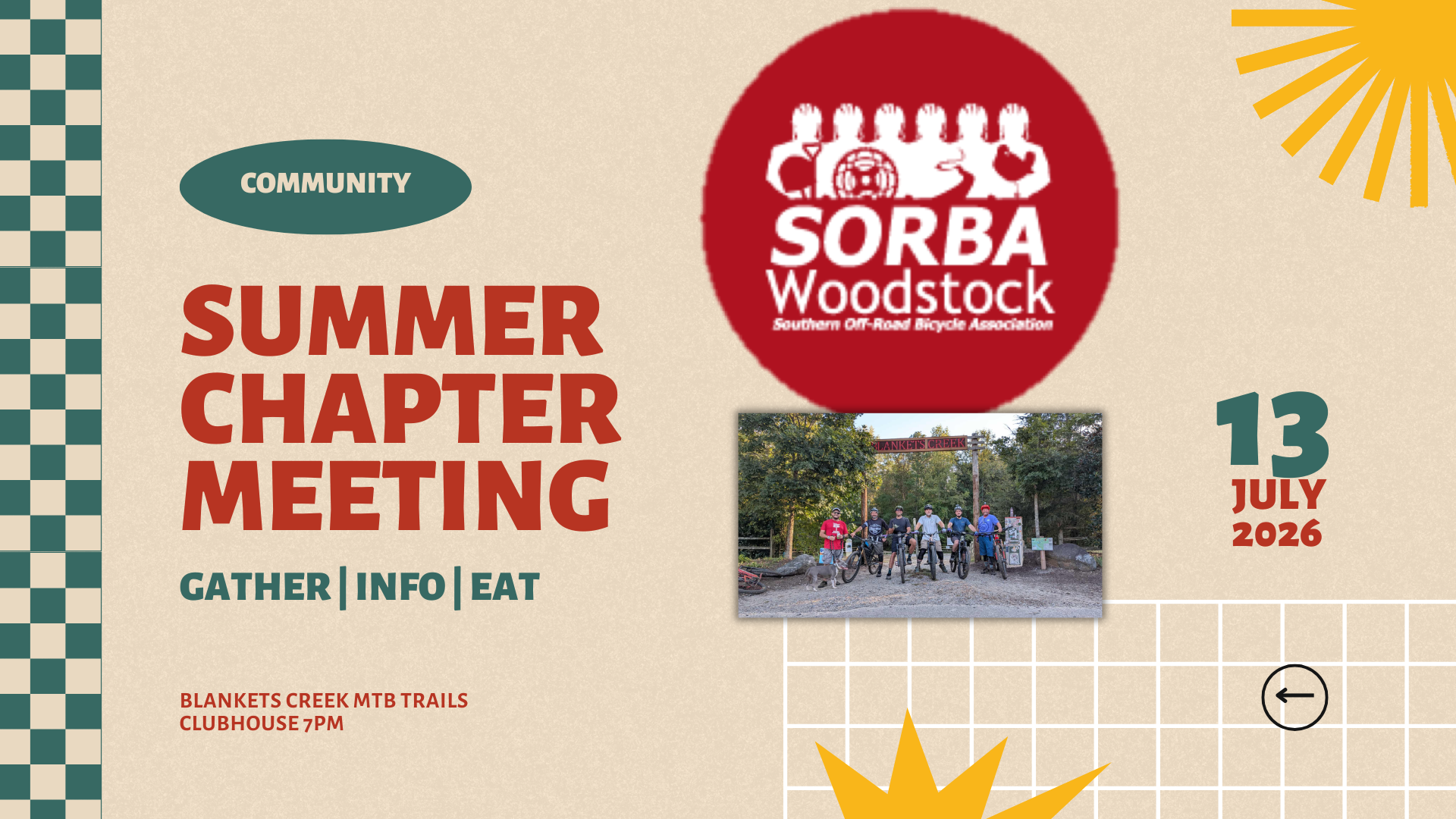 Summer Chapter Meeting - July 13th 7pm