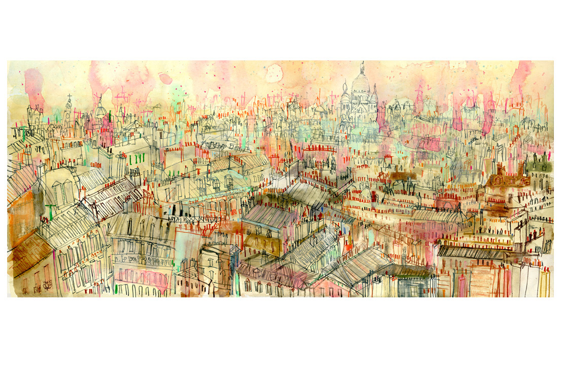   'View over Parisian Rooftops'  Giclee print Image size 25 x 57 cm Edition size 195   £165 