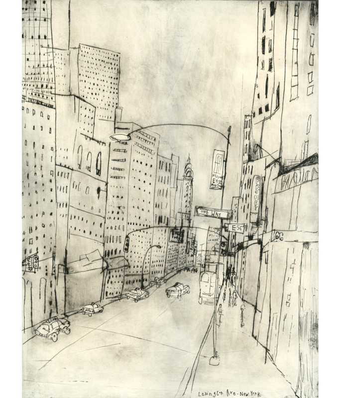   &nbsp; &nbsp; 'Lexington Avenue NYC' &nbsp; &nbsp; &nbsp;&nbsp; &nbsp;Drypoint &nbsp; 30 x 40 cm &nbsp; Edition size 20 &nbsp; &nbsp; 