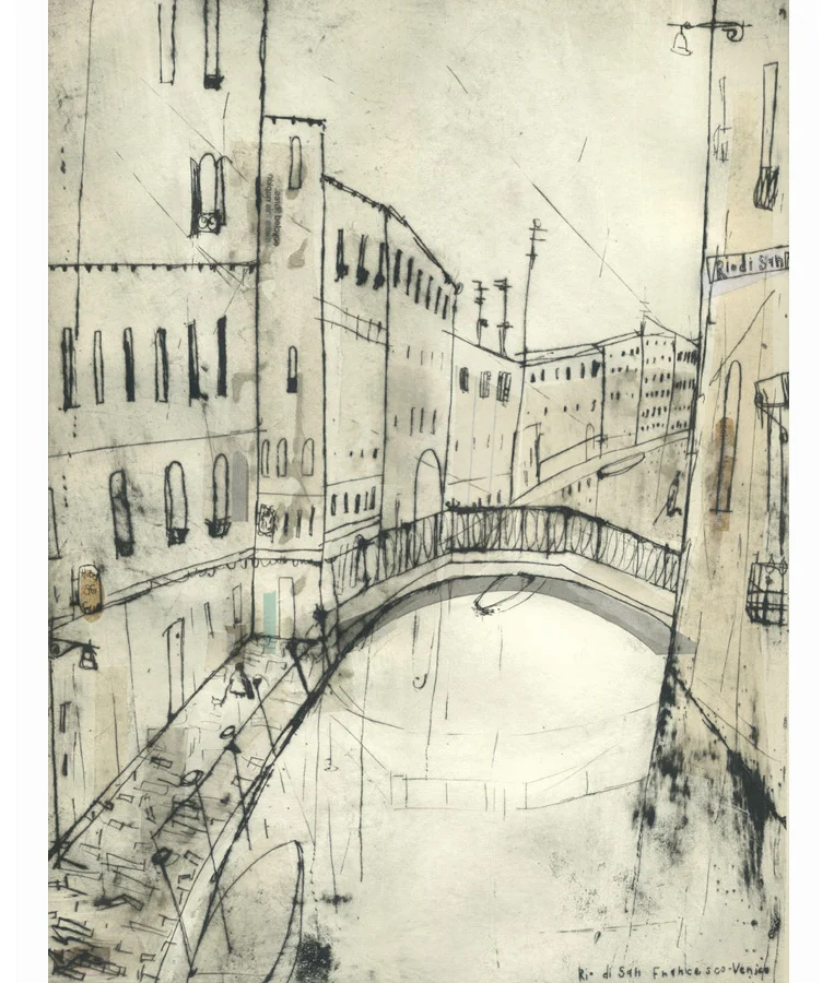  'Rio Di San Francesco Venice' Drypoint & Chine-Colle 30 x 40 cm 
