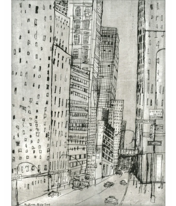 Pretzel Van East Midtown Drypoint 30 x 40 cm Edition size 20 
