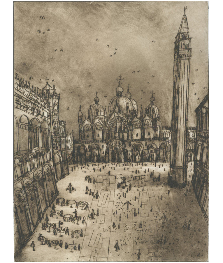   St. Mark's Square Venice  Drypoint &nbsp; 30 x 40 cm Edition size 20 &nbsp; &nbsp; 