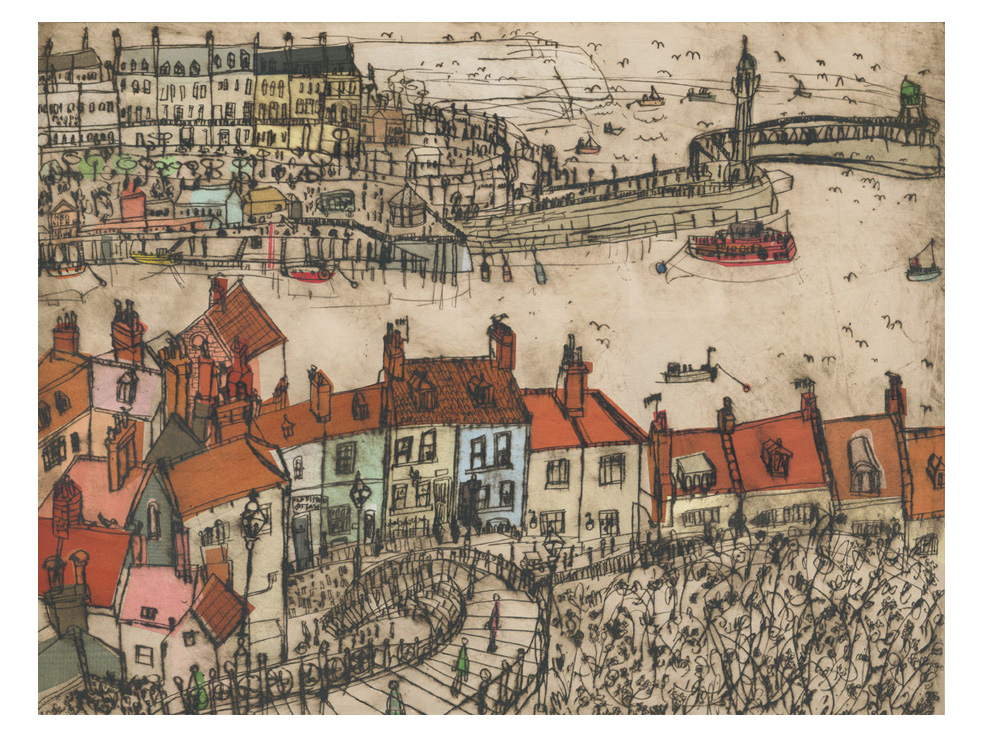   Whitby Rooftops  Drypoint &amp; Chine-Colle 41 x 31 cm &nbsp; &nbsp;Edition size 15   