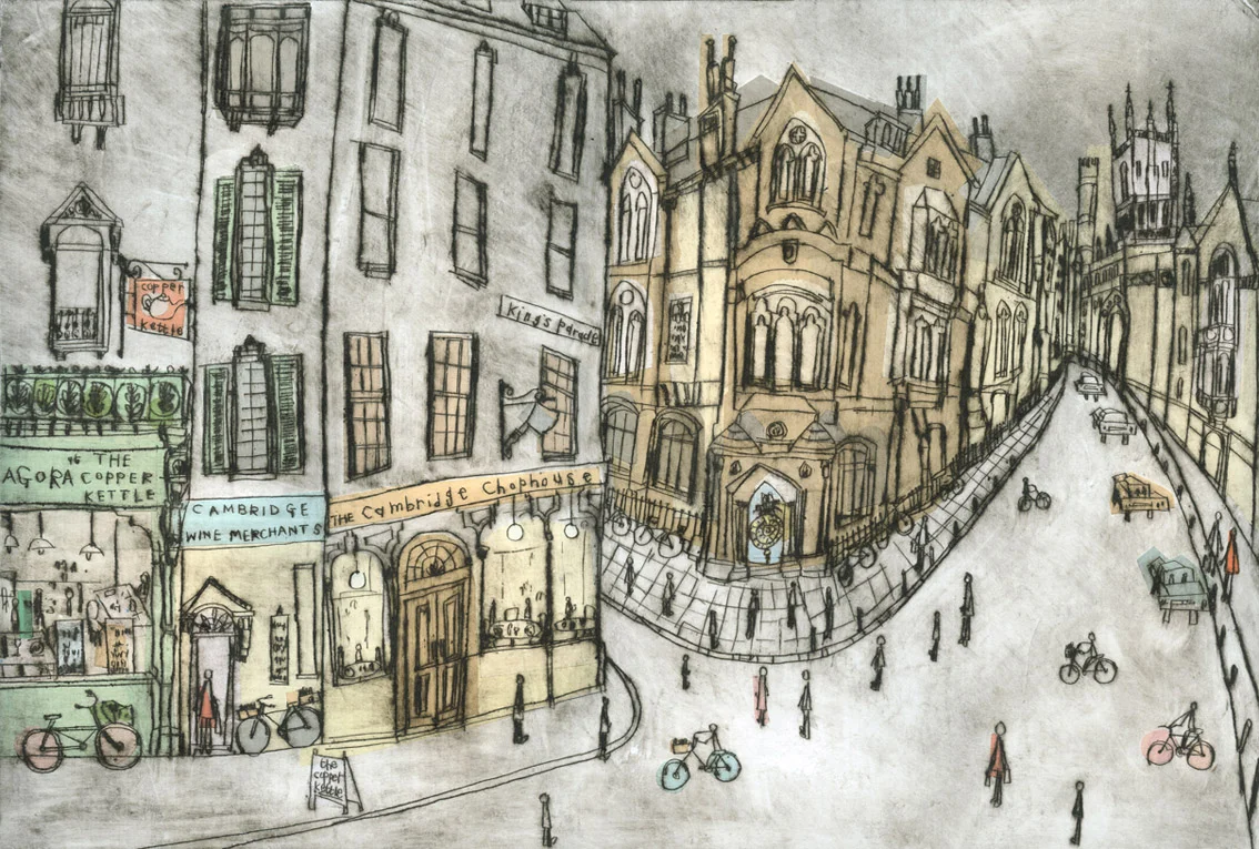 'Shops & Corpus Christi Clock, Cambridge'