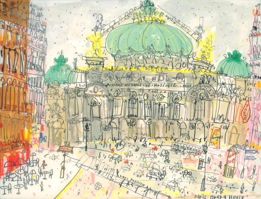 'Opera Garnier Paris ' MIXED-MEDIA Image size 25 x 19 cm S O L D 