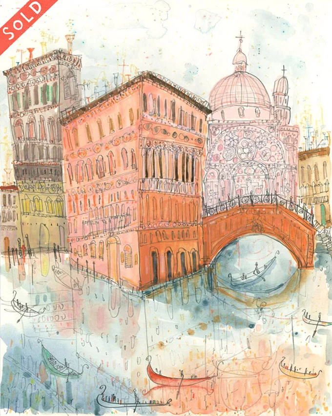  'Rio Dei Miracoli Venice' WATERCOLOUR & PENCIL Image size 29 x 37 cm S O L D 