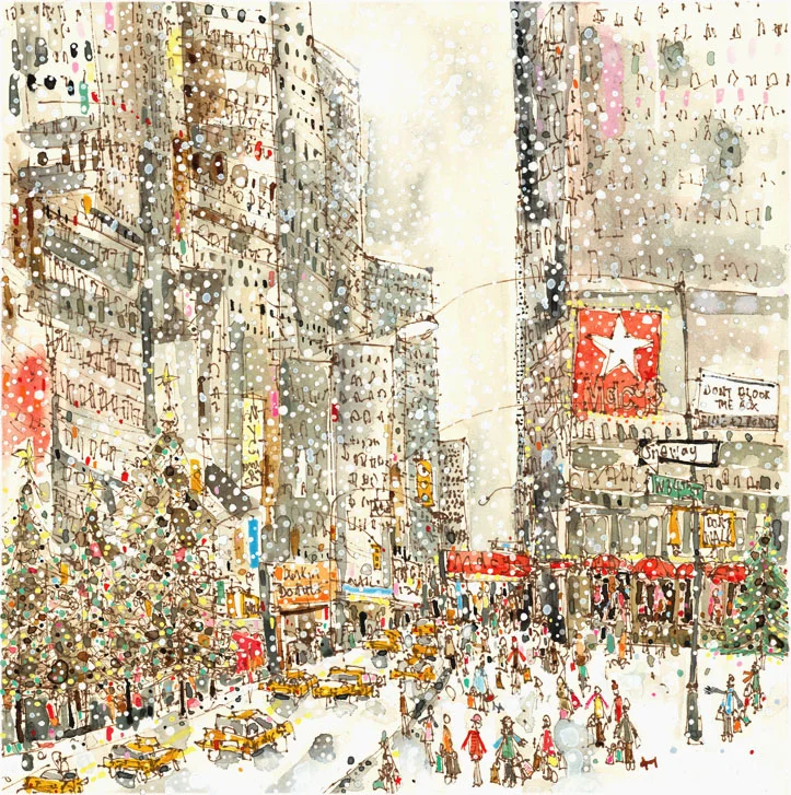 'Snow Falling on West 34th Street New York'