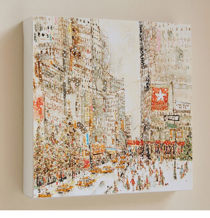 Snow Falling on West 34th Street, New York canvas print 20 x 20 cm £95