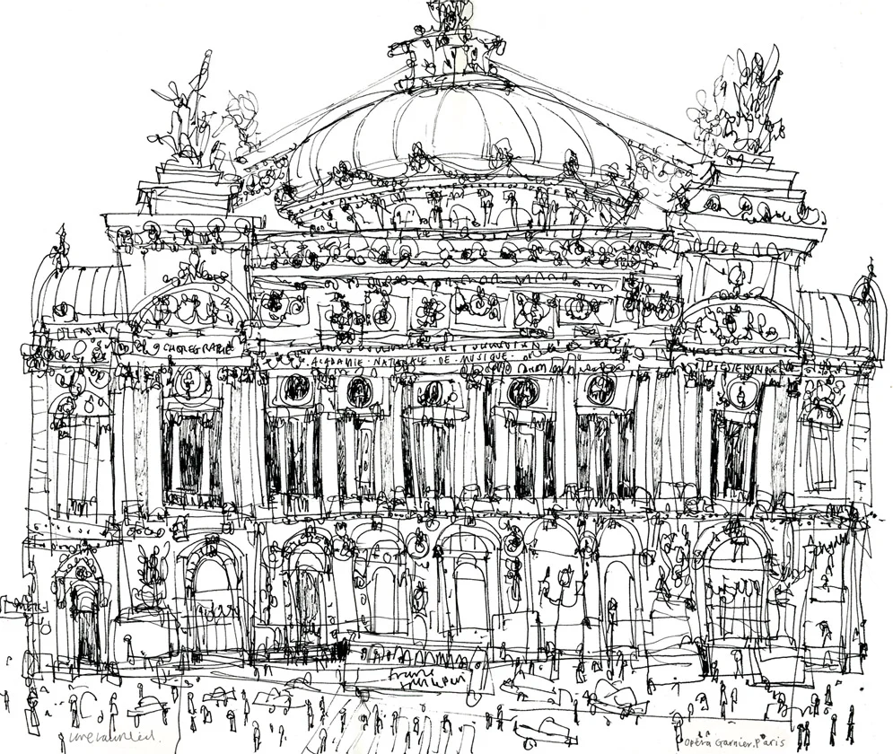 PARIS OPERA HOUSE - black pen drawing on white paper Image size 35 x 30 cm £165 