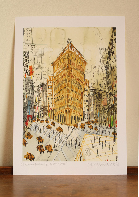The Flatiron Building, New York A4 signed giclee print image size 17.5 x 25 cm 