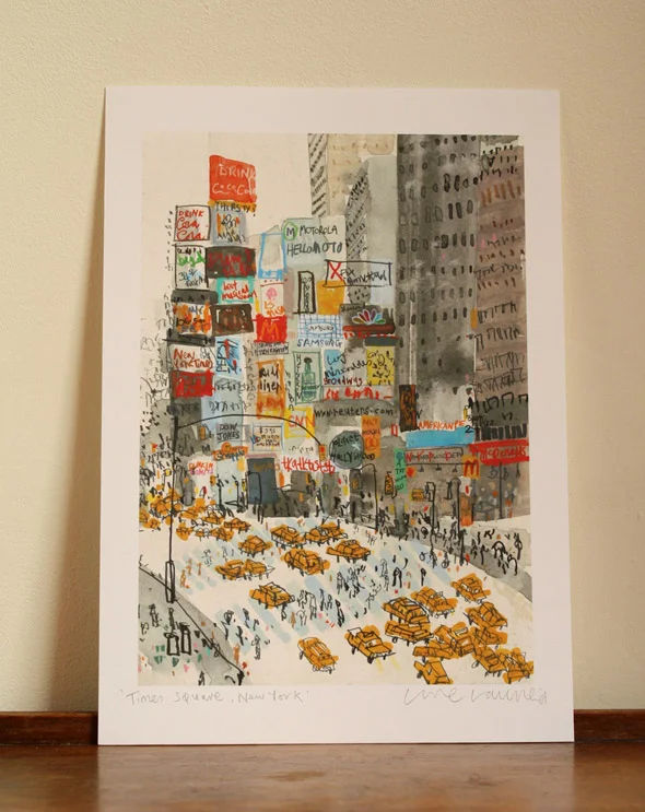 Times Square, New York A4 signed giclee print image size 17.5 x 25 cm 