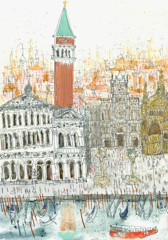 The Campanile Venice A4 signed giclee print image size 17.5 x 25 cm 