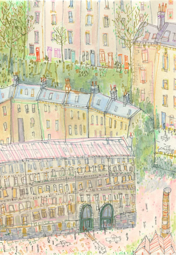 'Hebden Houses' WATERCOLOUR & PENCIL * SOLD *