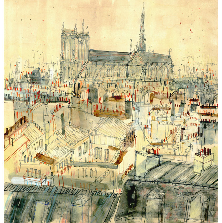   'Notre Dame &amp; Paris Rooftops Paris'  Giclee print Image size 32 x 33 cm Edition size 195   £150 