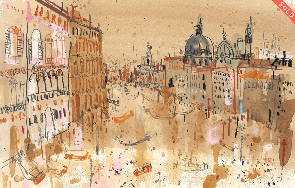 'Grand Canal Venice' MIXED-MEDIA Image size 38 x 25 cm S O L D 