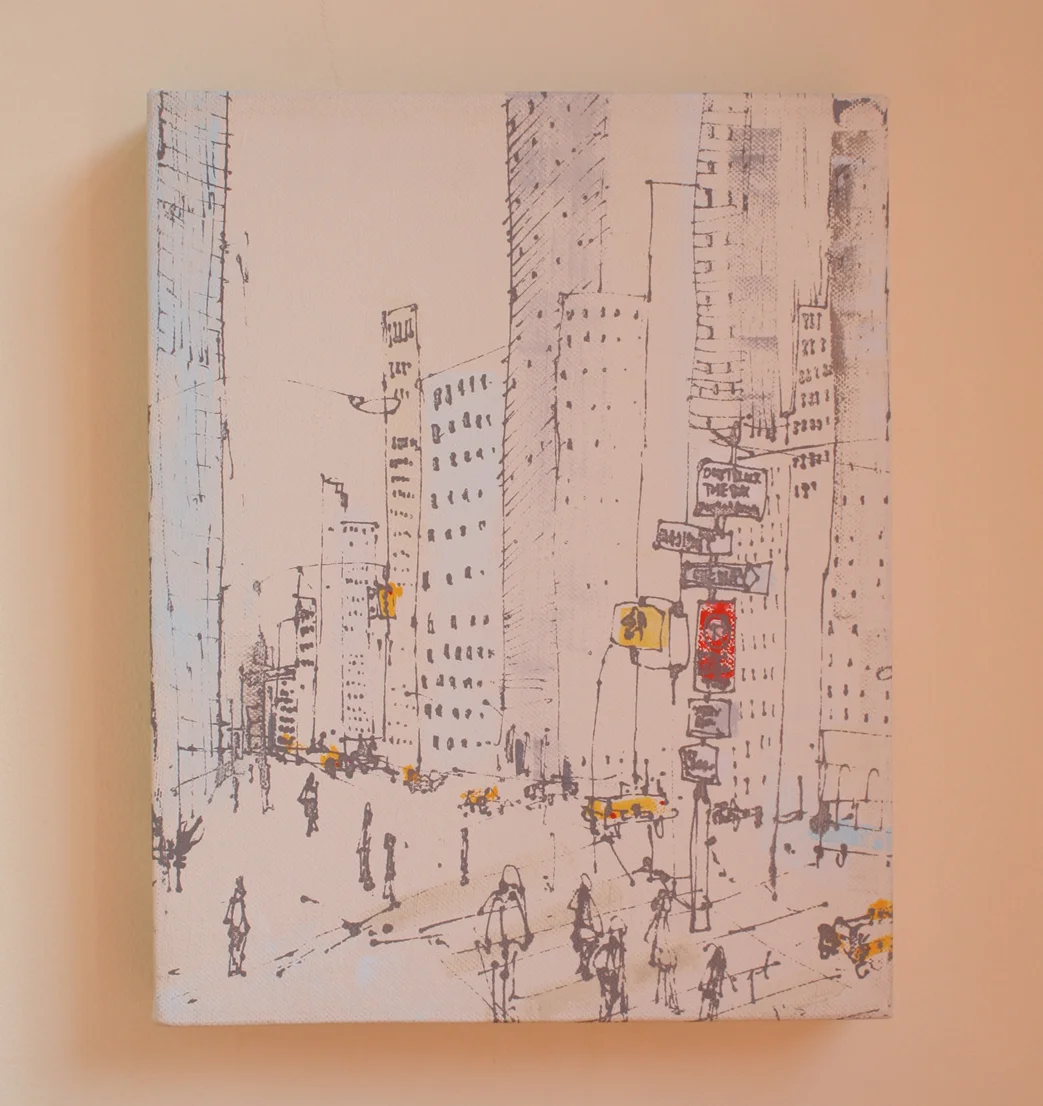 Madison Avenue, New York acrylic on canvas & screenprint