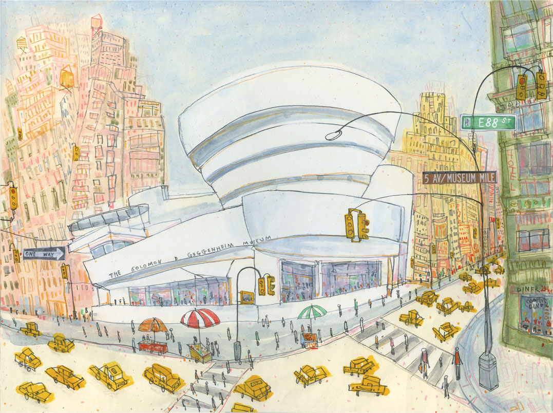 The Guggenheim, New York watercolour & pencil Image size 38 x 28 cm 