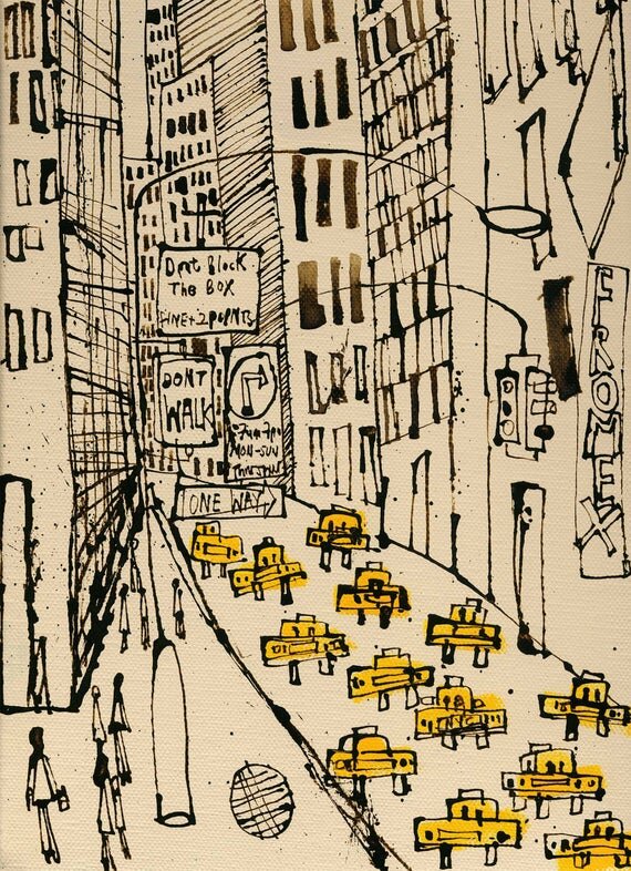 Chrysler Building New York Sketch Ny City Art Signed Giclee Print Skyscrapers Acrylic Painting New York New York Taxi Drawing Clare Caulfield Uk Artist And Printmaker