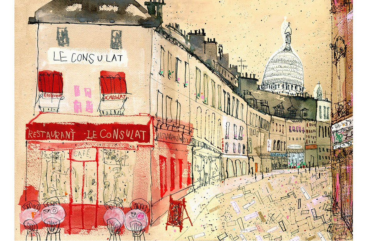   'Restaurant Le Consulat Paris'                Giclee print   Image size 41.4 x 29.5 cm                                  Edition size 195     £150 