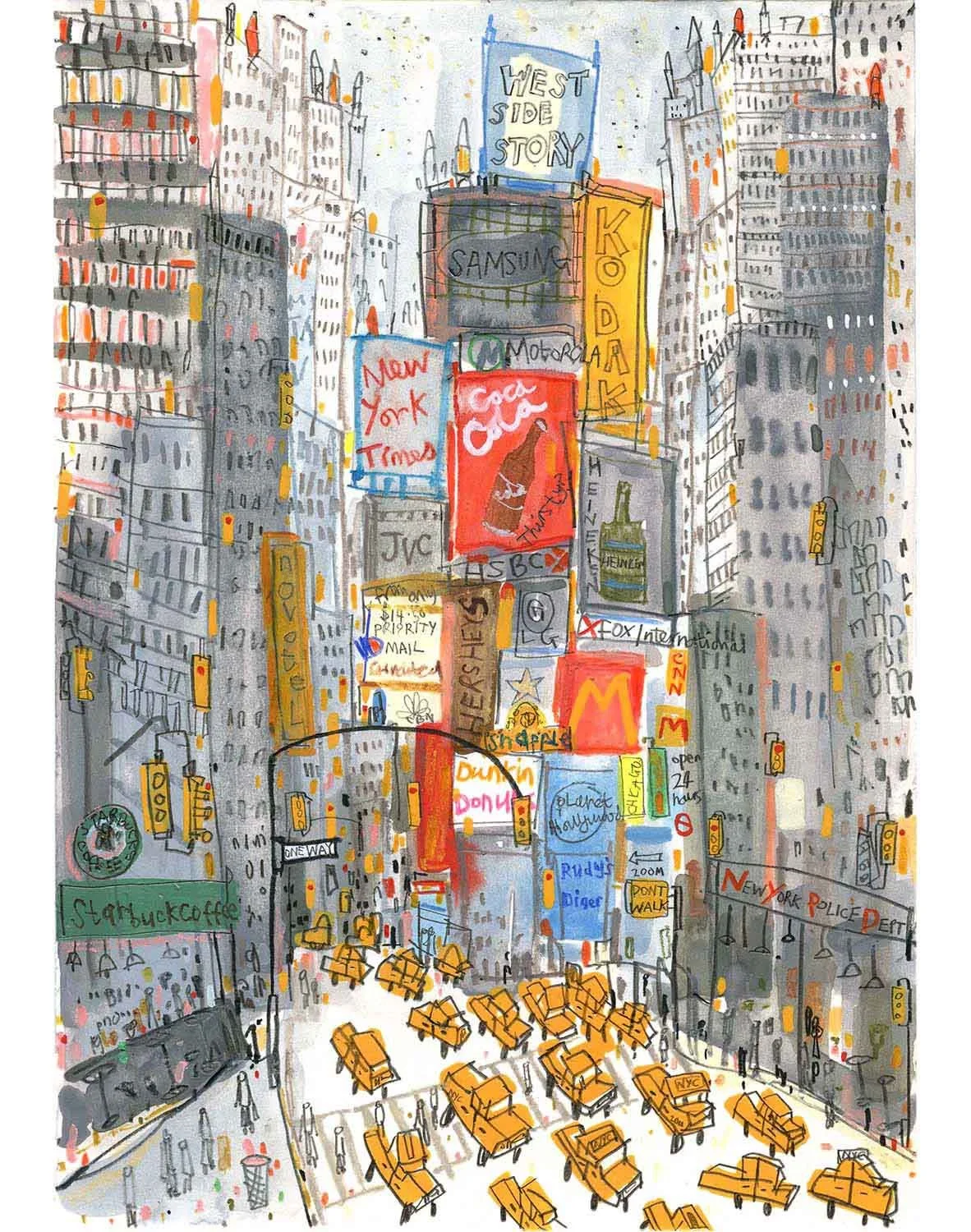   'Times Square Taxis'  Giclee print 29.5 x 42 cm Edition size 195 £164 