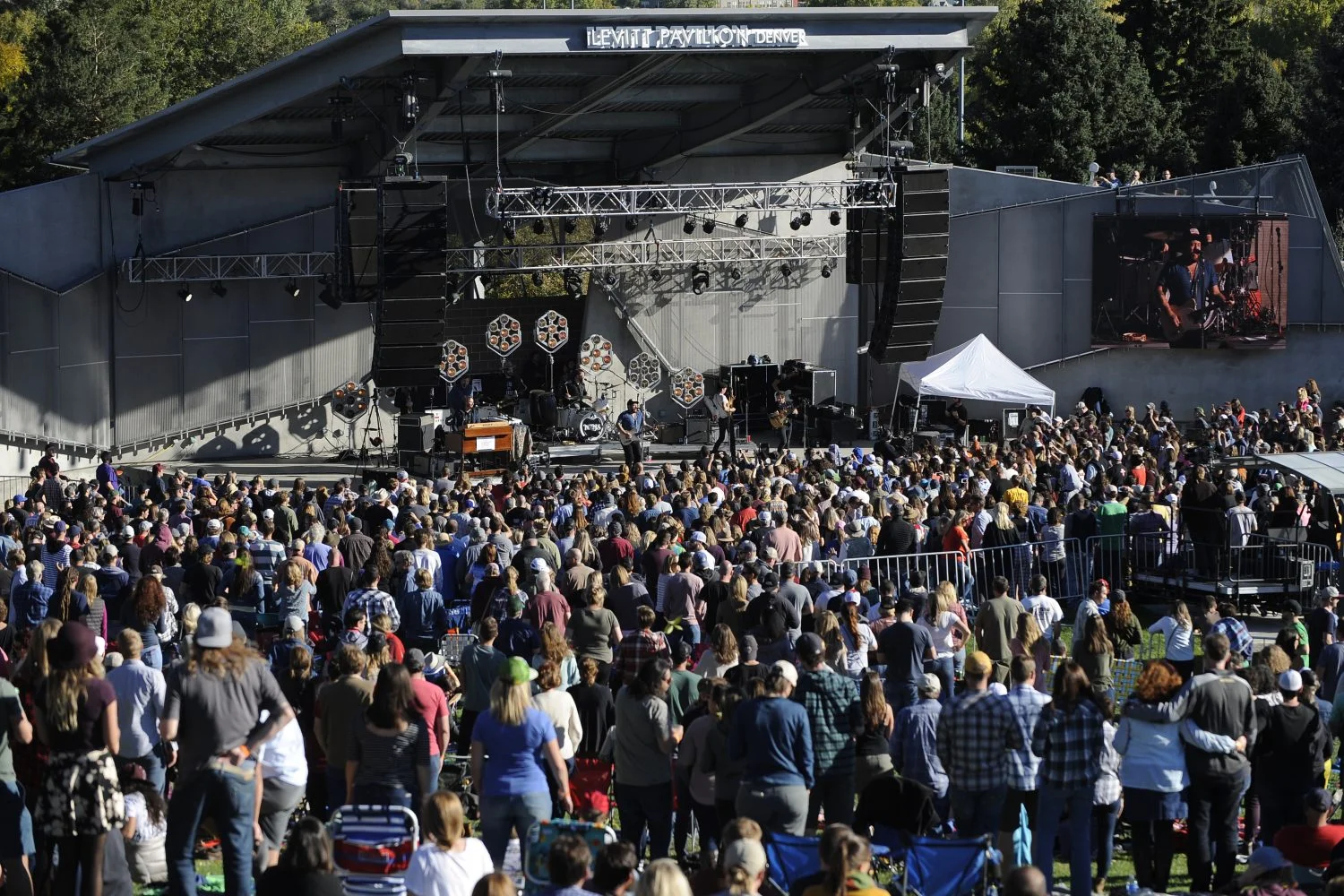 Nathaniel Rateliff & The Night Sweats, along with Rateliff’s foundation, The Marigold Project, host a day of events to support the prevention of gun violence including a concert at the Levitt Pavilion October 13, 2018 in Denver. (Kathryn Scott, Special to The Denver Post)