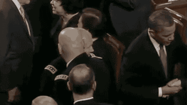 In the moments before the State of the Union address President Obama shared an exploding fist bump with Sen. Mark Kirk of Illinois. Kirk suffered a stroke in 2012.