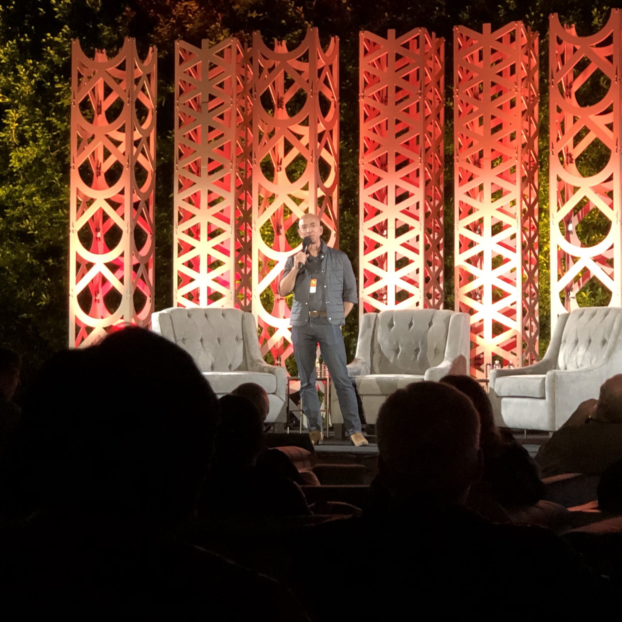 Jeff Bezos on the final night of the conference giving a shout out to his incredible team that helped organize the event. #max #courtney