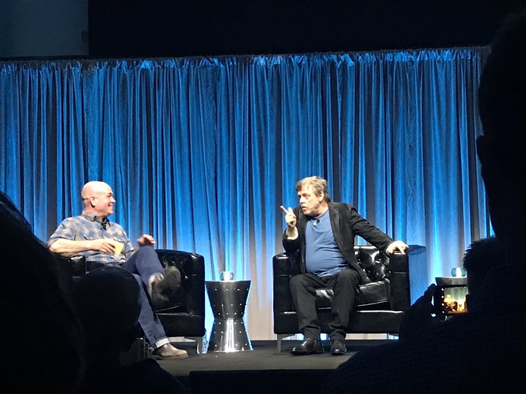  On stage for an evening chat with Mark Hamill who inspired kids all over the world to pursue careers in the arts and sciences. #steam 