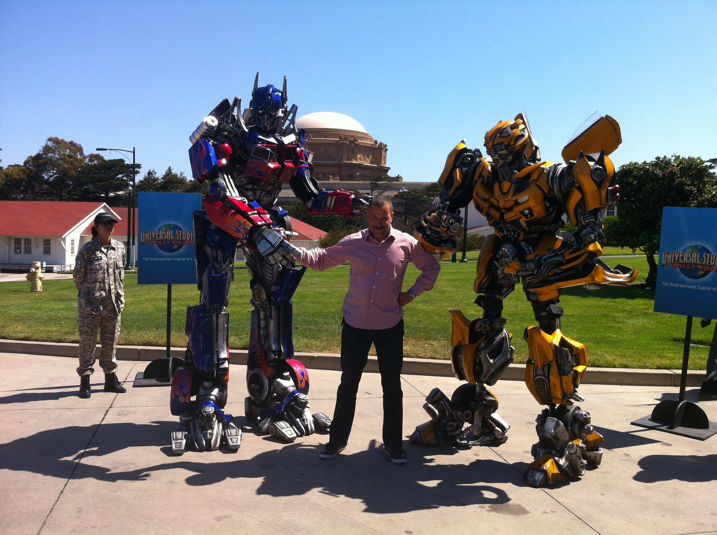  Miles at the Palace of Fine Arts with Optimus Prime and Bumble Bee.  