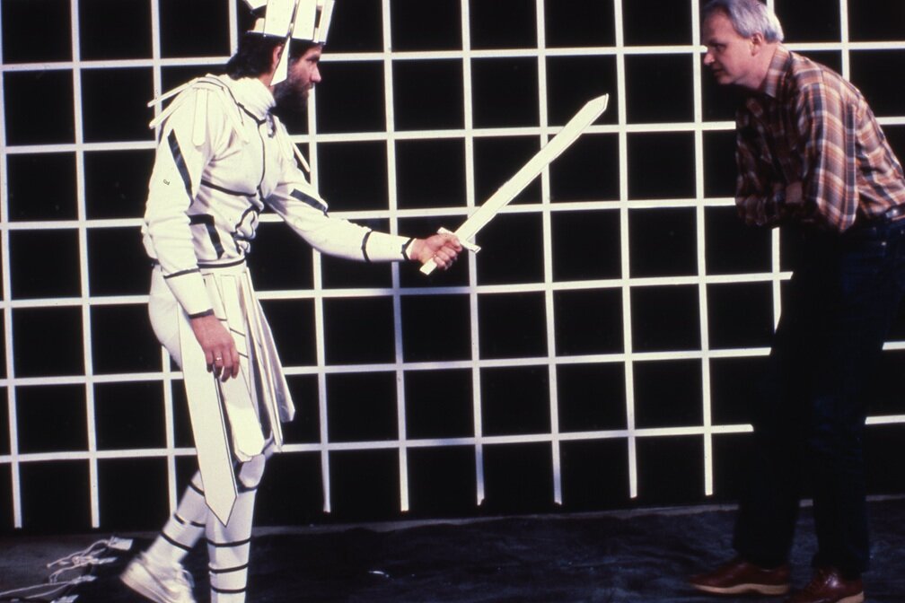 Jeff as the stained glass knight with Dennis Muren in one of the company’s first forays into computer graphics.  