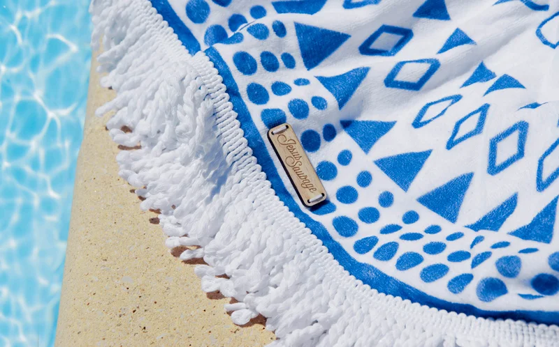 Serviette De Plage Ronde Queenshin - Microfibre Anti-sable, Légère Et Rapide Séchage | 150cm