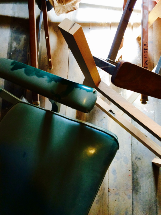 Chairs ready to be re-purposed for the CON LO Chair Challenge!