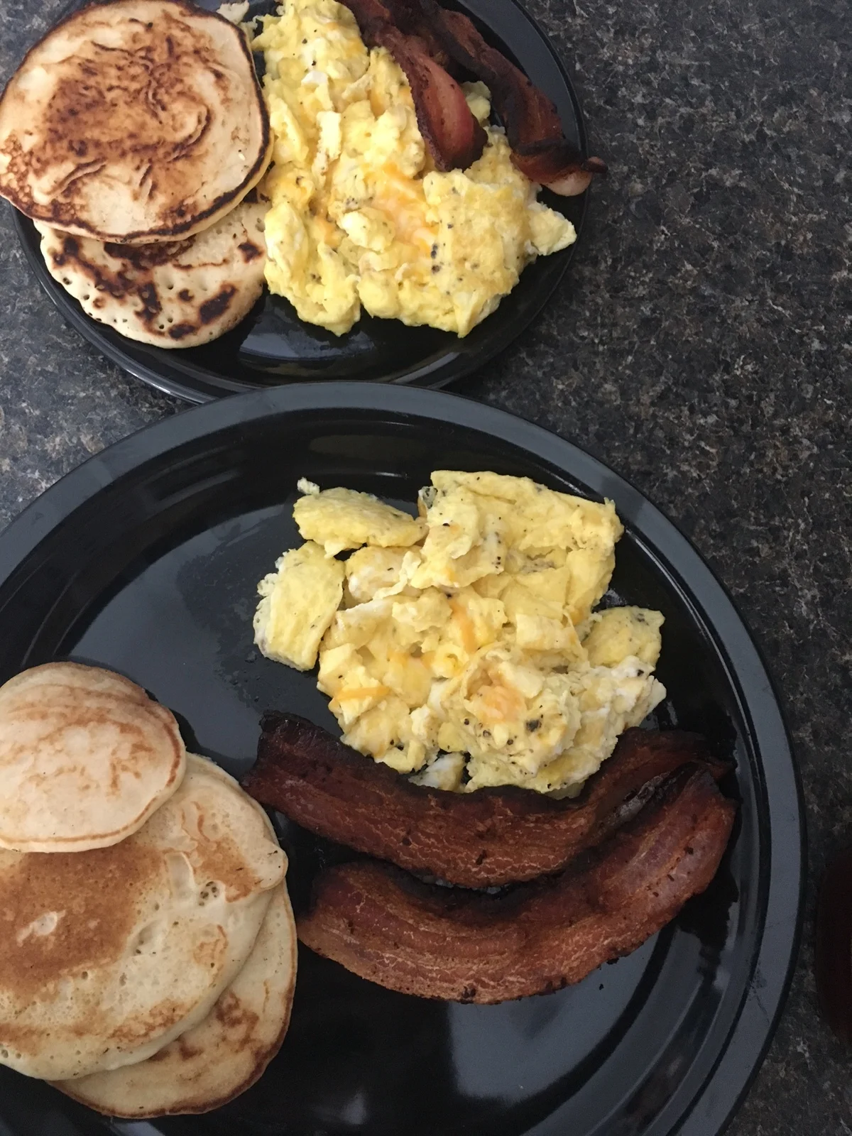 Protein pan cakes and the classic Ky Darling bacon and eggs 