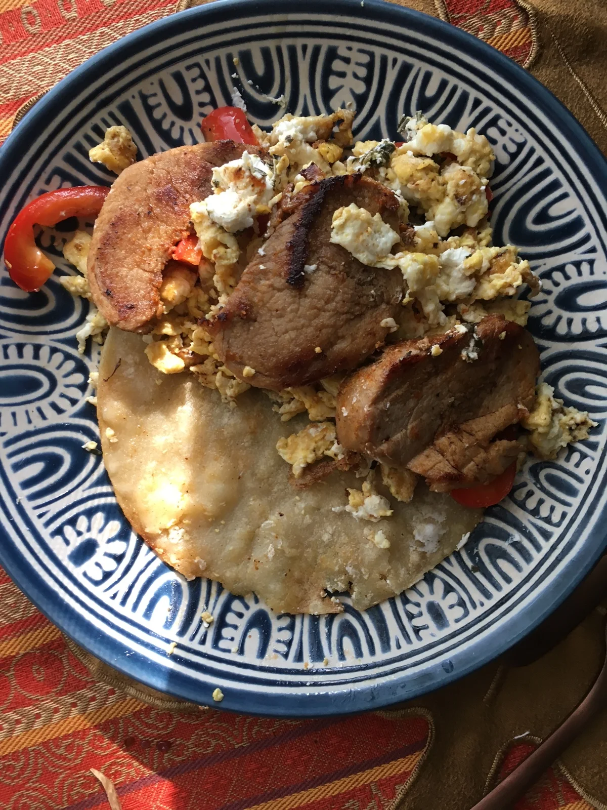  Ky Darling pork loin and egg taco with left over pork loin from the night before. 