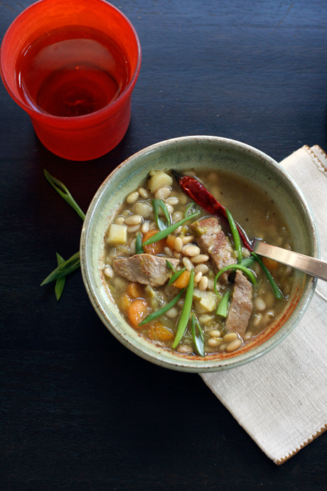 tepary bean, pork & winter vegetable soup ~