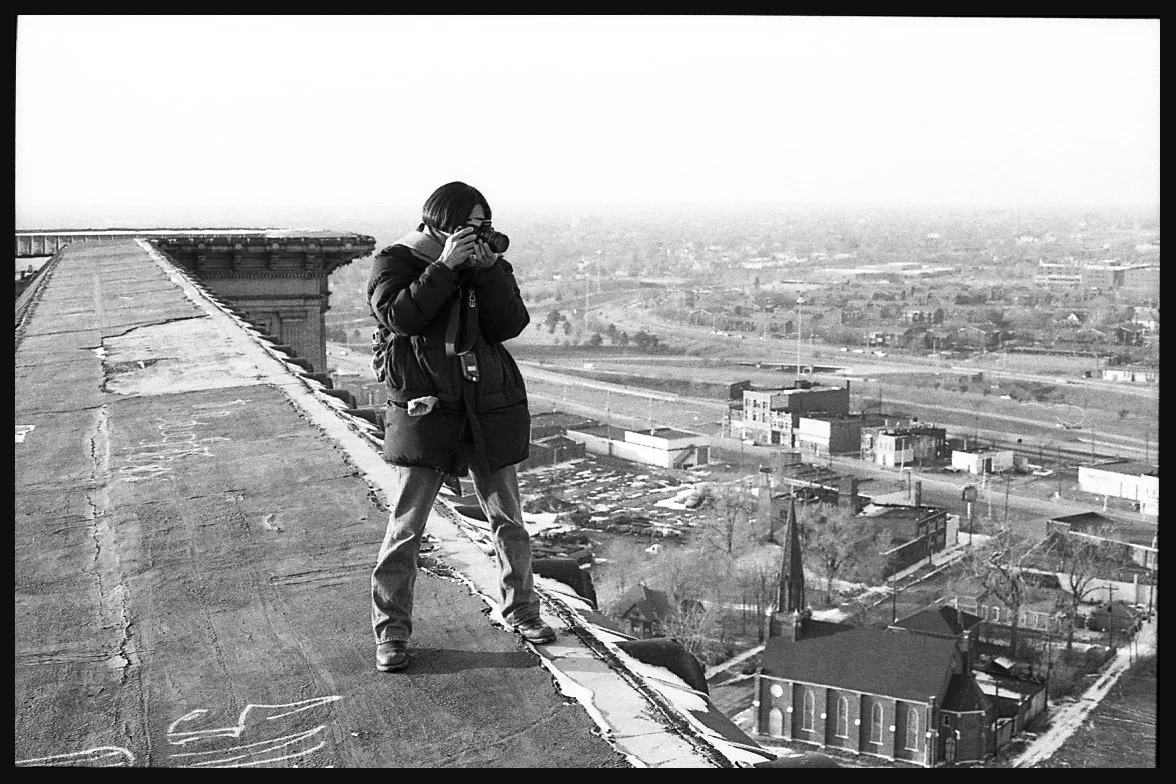 Kyohei on roof of train station Detroit '95.jpg